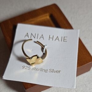 Ania Haie Sterling Silver 14K Gold Plated Adjustable Size Ring
